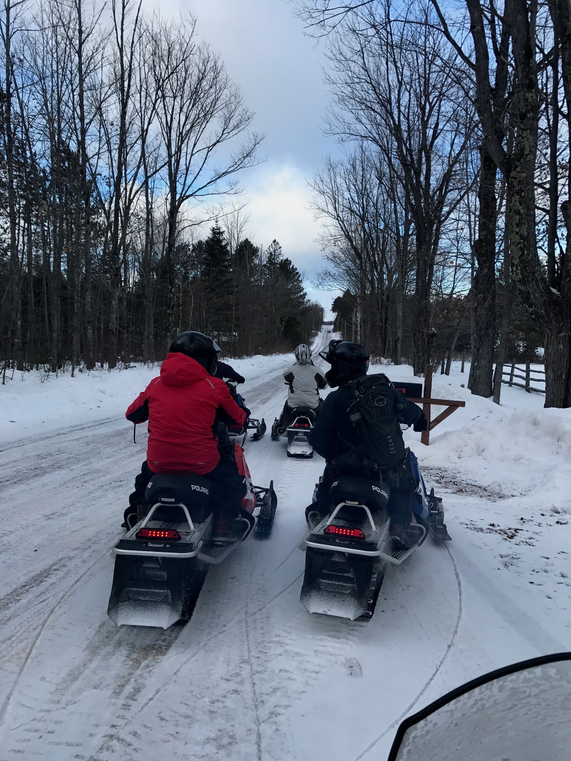 Snowmobile trails in Wisconsin winter