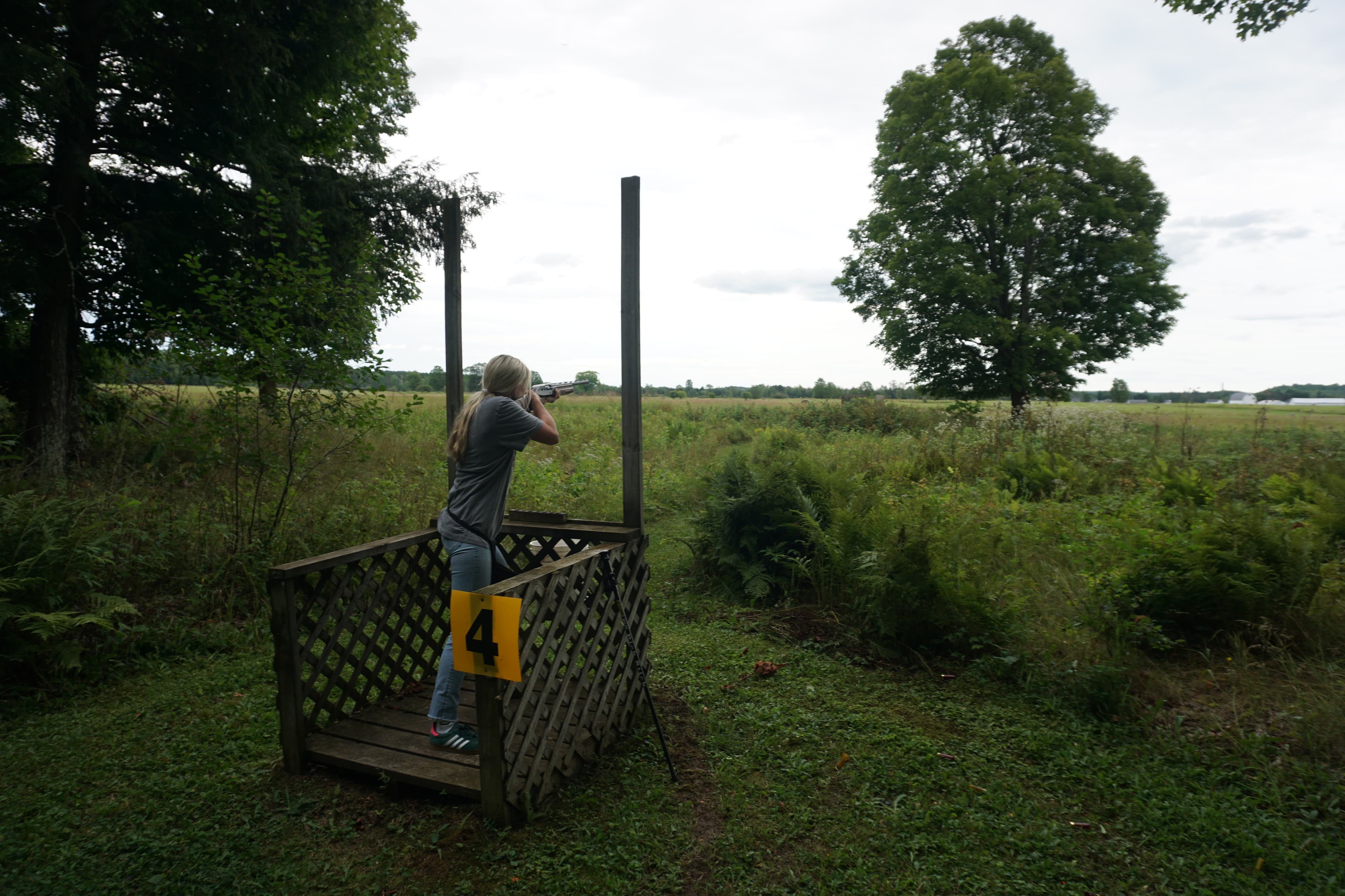 Sporting clays station with field view