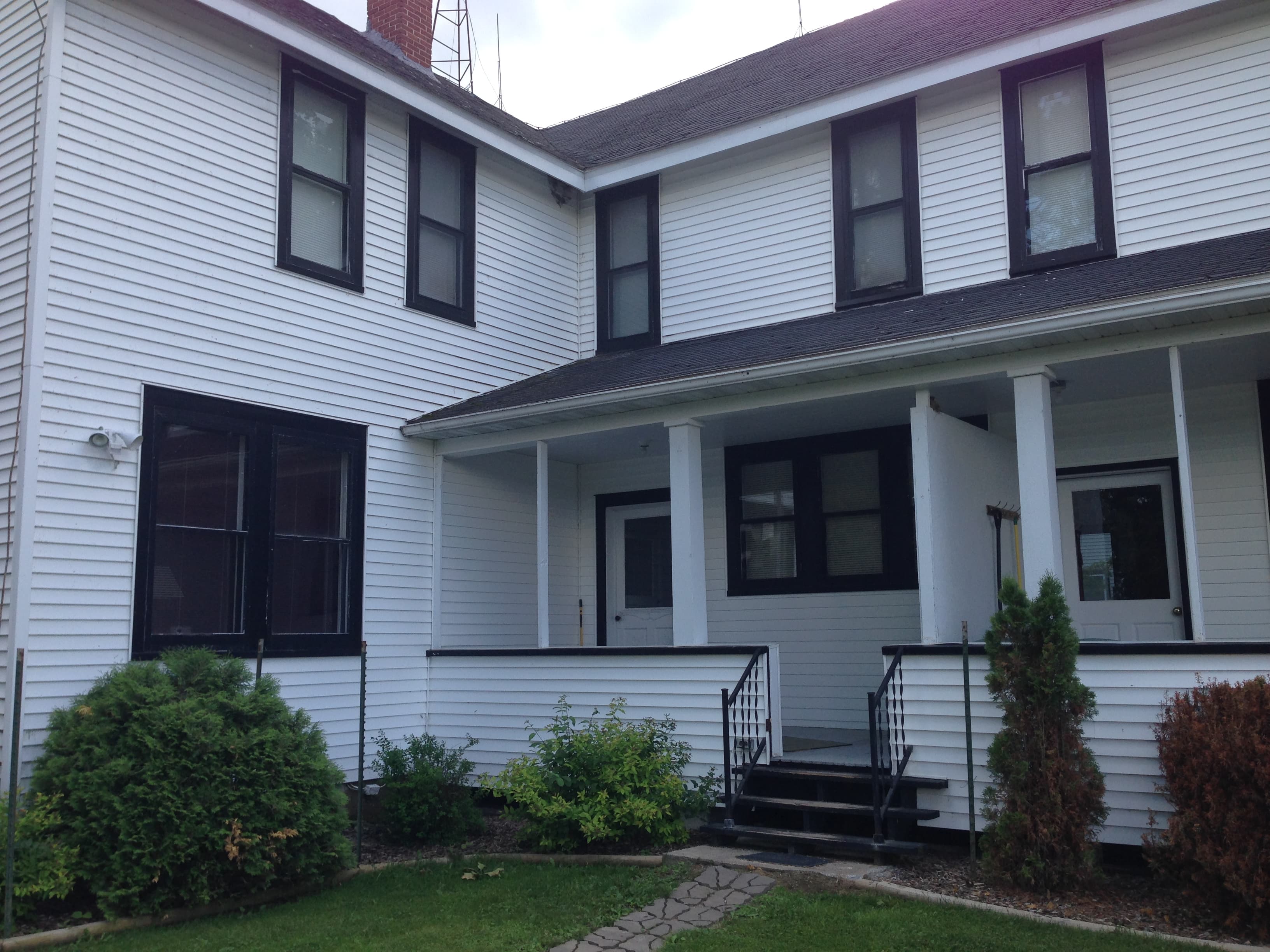 Lodge front entrance with covered porch